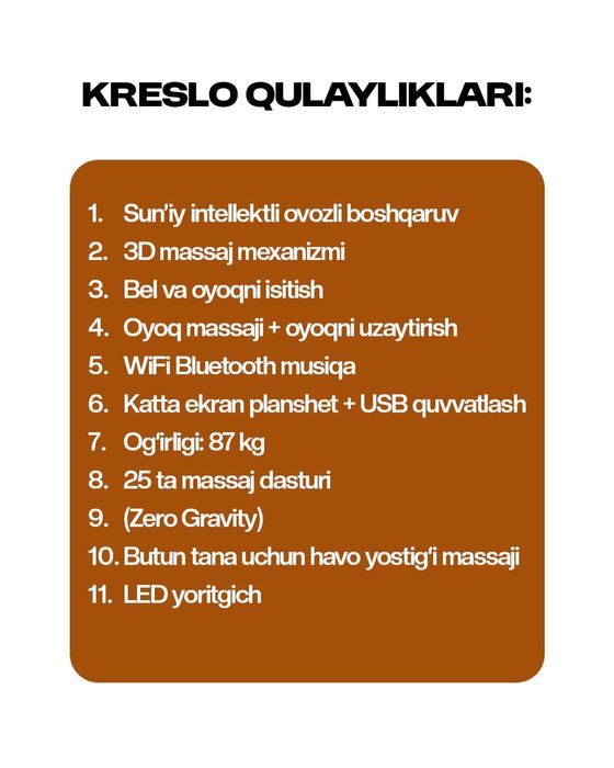 Birinchi qo’l kreslo massajyor