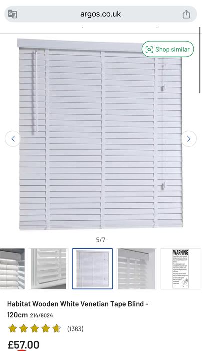 Jaluzea  venețiena din lemn, culoarea alb Habitat - 120 cm