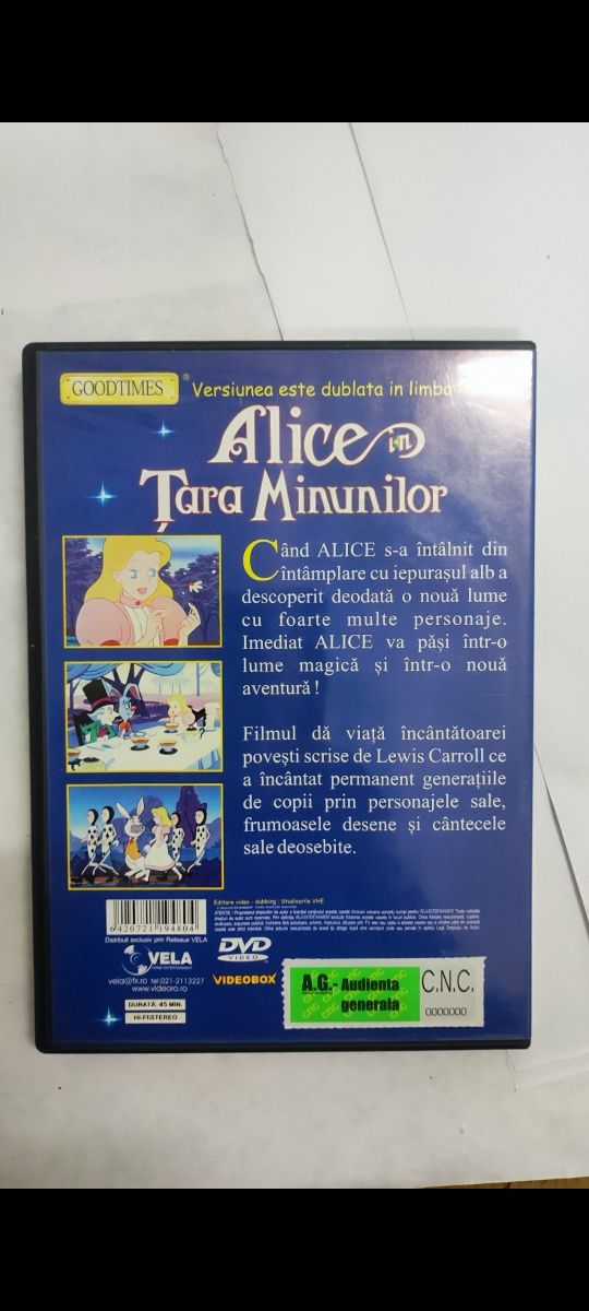 Alice în țara minunilor dvd limba romana desene animate caseta audio c