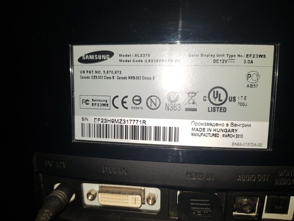 Vand monitor Samsung SyncMaster XL2370