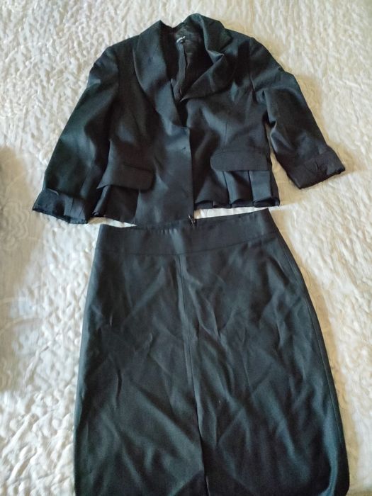 Двойка Костюм Юбка женская бу Пиджак Черный  44 размер Бесплатно