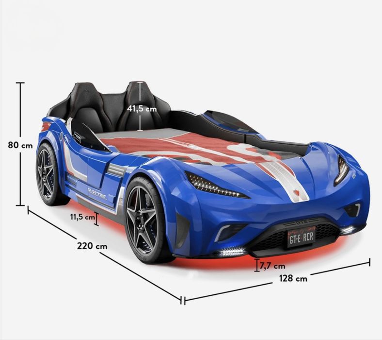 Детско легло - кола GTE Синьо 100/190см