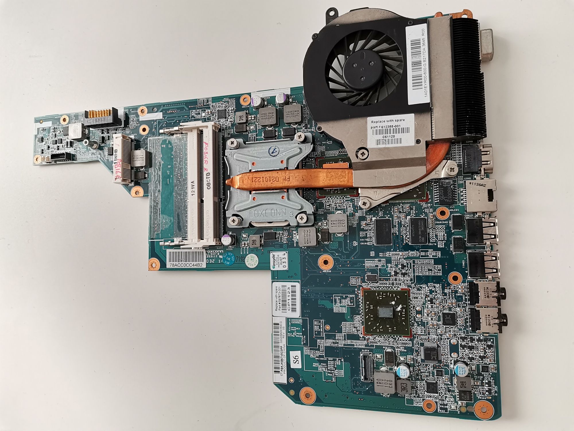 Placa de baza HP G62 defecta + procesor si cooler