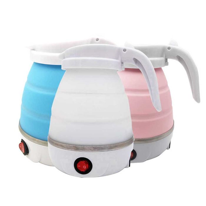 Cana electrica pliabila, fierbator, 600ml, travel, 600W, silicon, Roz