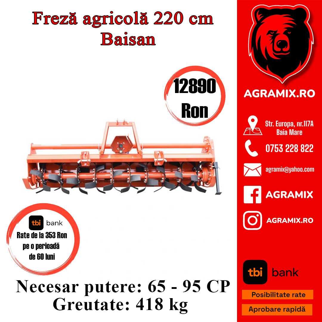 Freza de pamant Baisan 1.6-2.4 m freza KK 180 cm Agramix NOI