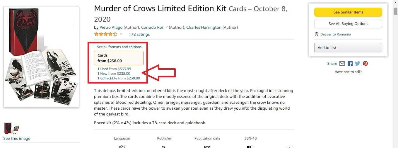 Murder of Crows Kit,ed lim colectie,numerotat,carti de tarot SIGILAT