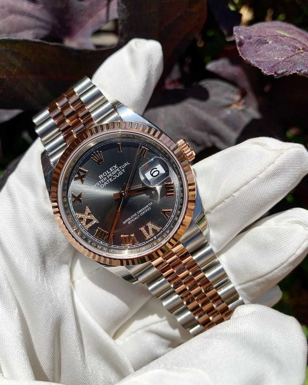 rolex datejust 36mm двуцветен / сив циферблат