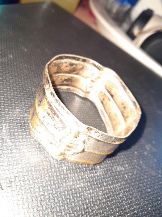 Obiect vechi din alamă placat cu argint