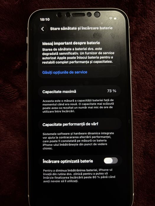 Iph 11 sanatate la baterie 73%