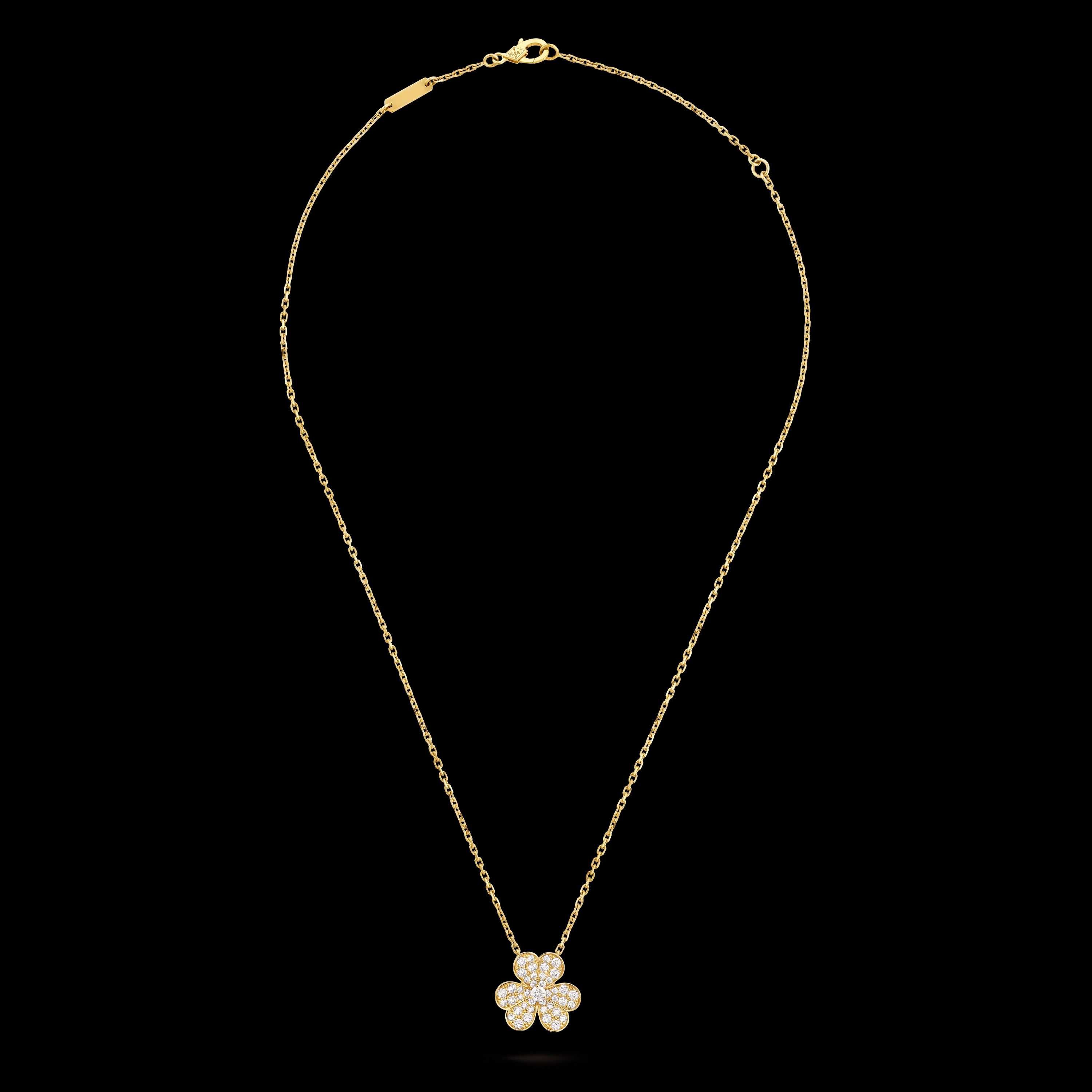 Van Cleef & Arpels VCA Gold Frivole Small Diamond Clover Дамско Колие