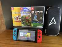 Nintendo Switch с 3 игри + калъф