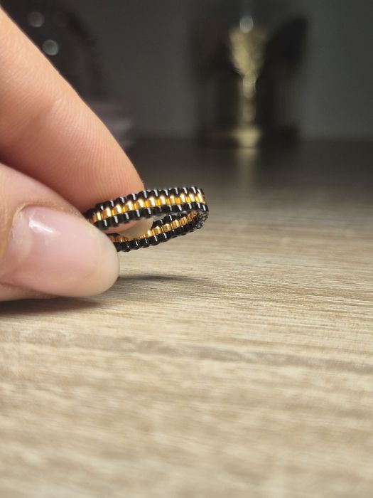 Inel handmade cusut manual cu mărgele japoneze miyuki