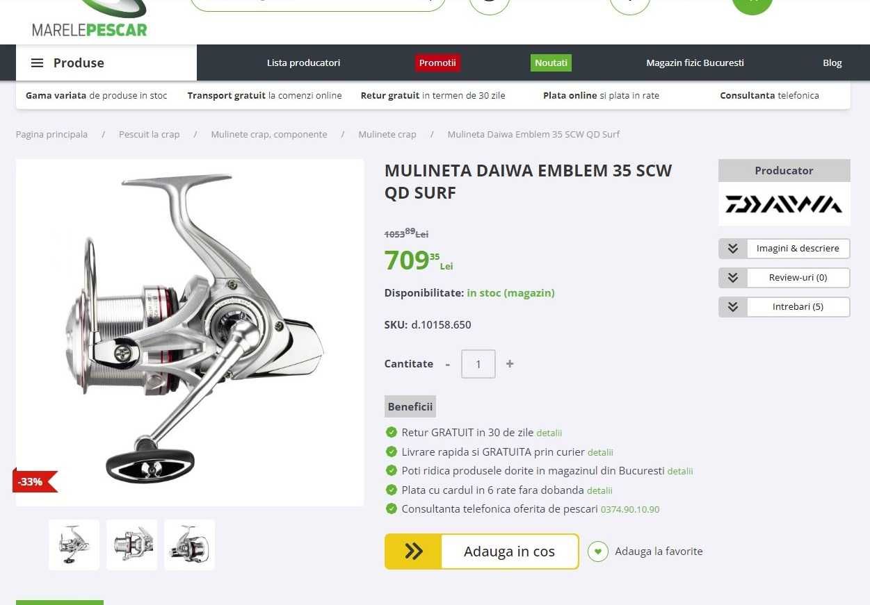 4 Mulinete NOI!! Daiwa Emblem 35 SCW QD Surf