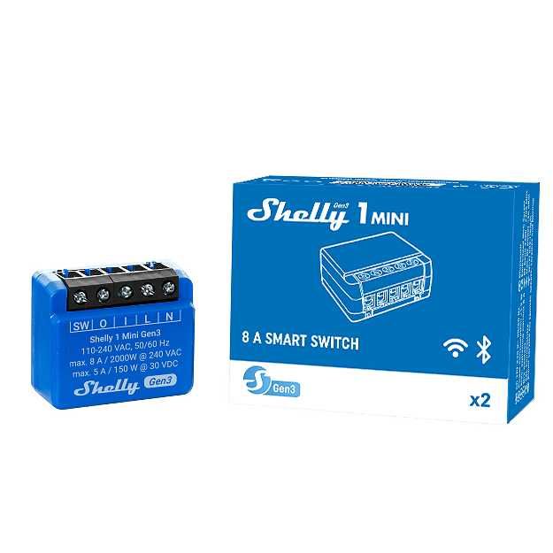 Shelly 1 Mini Gen3 Компактно Wi-Fi смарт реле за автоматизация на дома