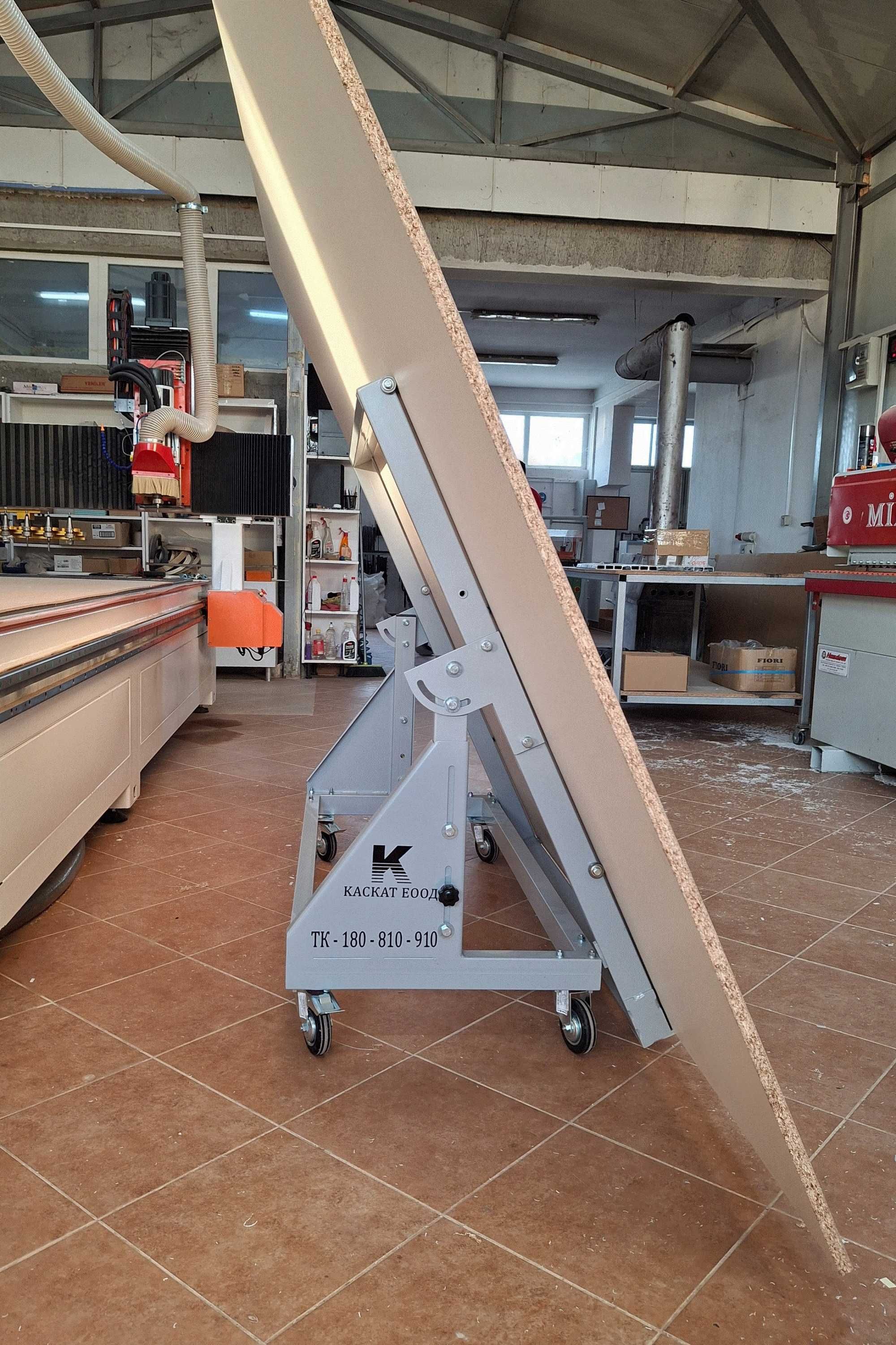 Количка за ПДЧ и МДФ плоскости , транспорт и зареждане на CNC машини .