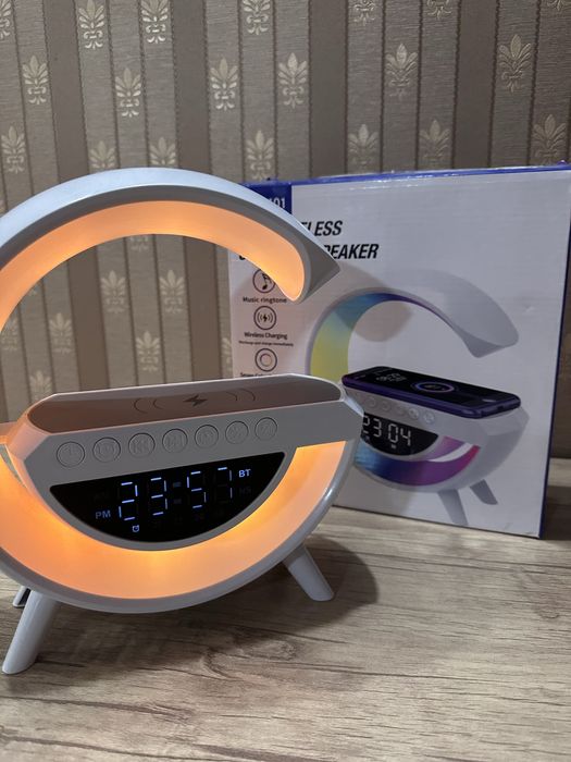 LED Светящийся bluotooth ночник с будильником и музыкой