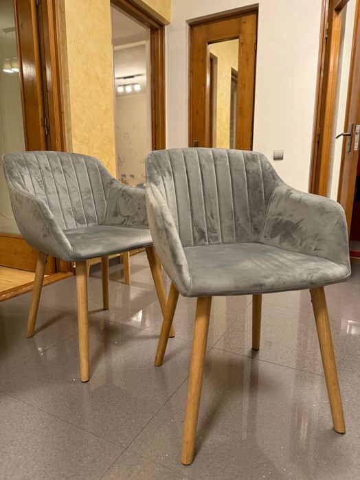 Scaune tip fotoliu gri catifea - stare excelenta, foarte confortabile