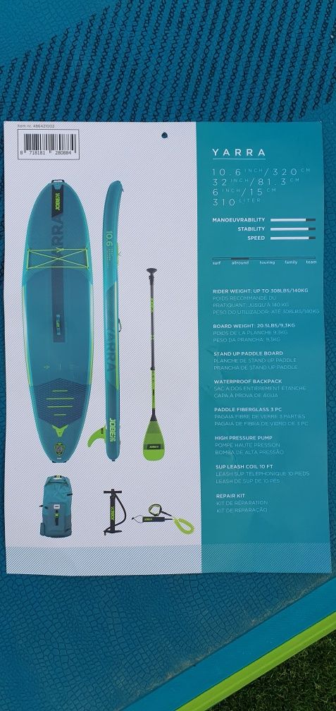Надуваем стендъп падъл борд съб  съп Jobe Aero Yarra Sup Board 10.6 Pa