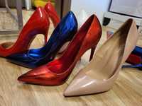 Pantofi stileto din piele cu talpa rosie, 12 cm