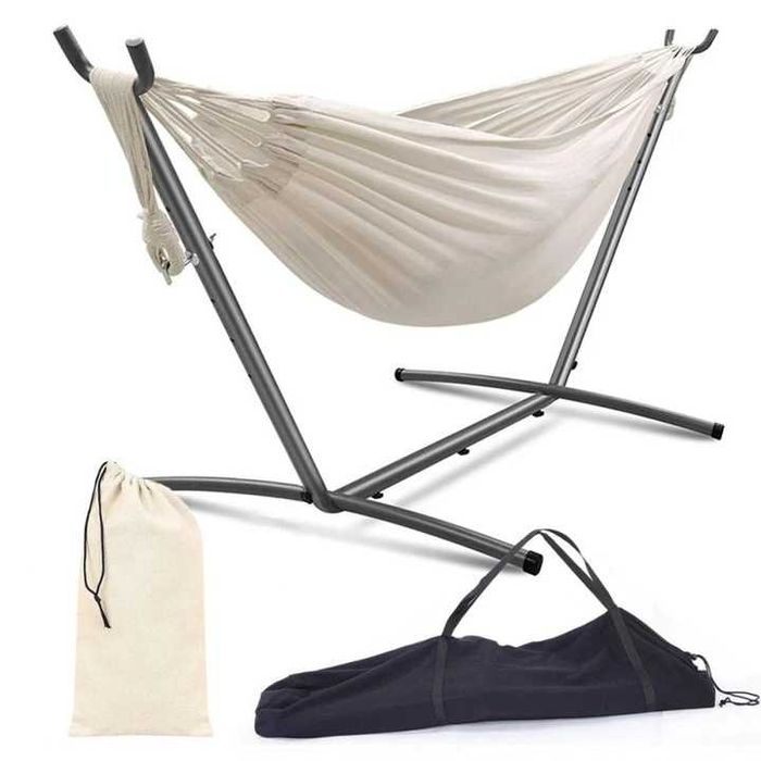 Hamac gradina cu suport de otel PROCART, 80x200cm, max 150 kg, huse