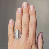 (PROMOTIE) Inel aur, opal si 0.46ct diamante, certif