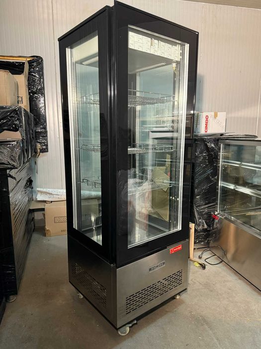 Vitrina expunere verticala bauturi, sticla + inox, stare excelenta