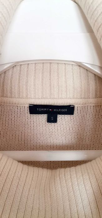 Pulover dama cu guler Tommy Hilfiger marimea S crem impecabil