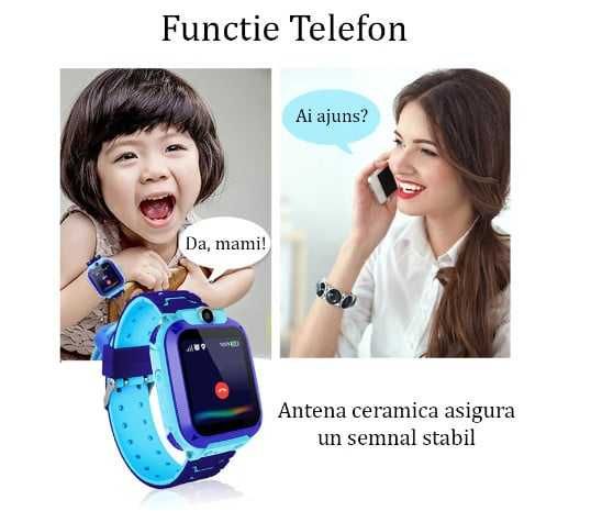 Ceas Inteligent Pentru Copii Albastru cu Urmărire GPS și Apeluri