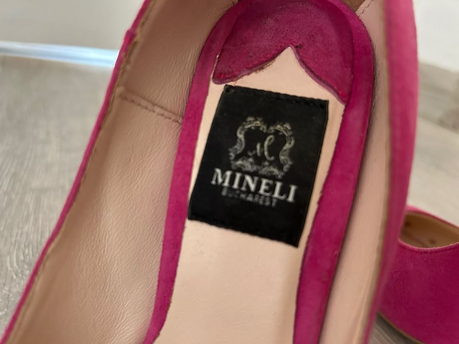 Pantofi stiletto fucsia, marca MINELI BOUTIQUE, Piele naturala