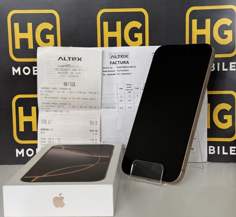 iPhone 16 Pro Max(Desert)-256GB, Factura+Garantie 10-2026