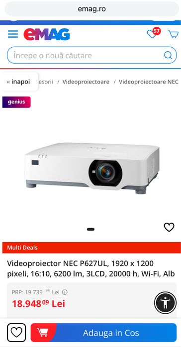 Videoproiector profesional NEC NP-P627ULG