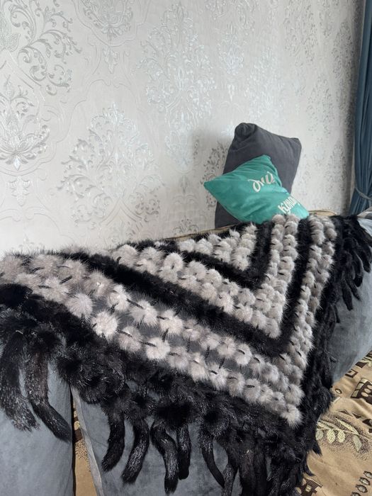 Шаль норковая натуральный мех