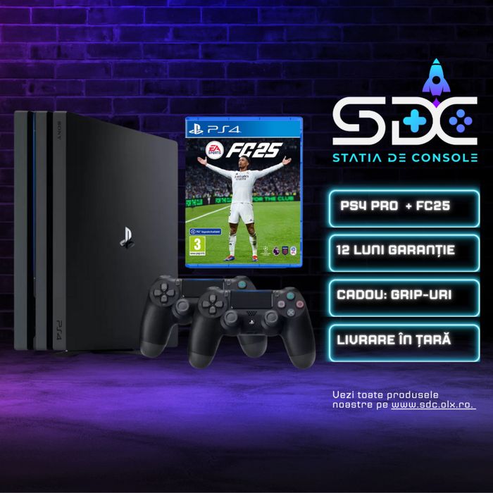 OFERTA! FC25 + PS4 PRO| 2 Controllere + BONUS | Garantie 12 LUNI| SDC