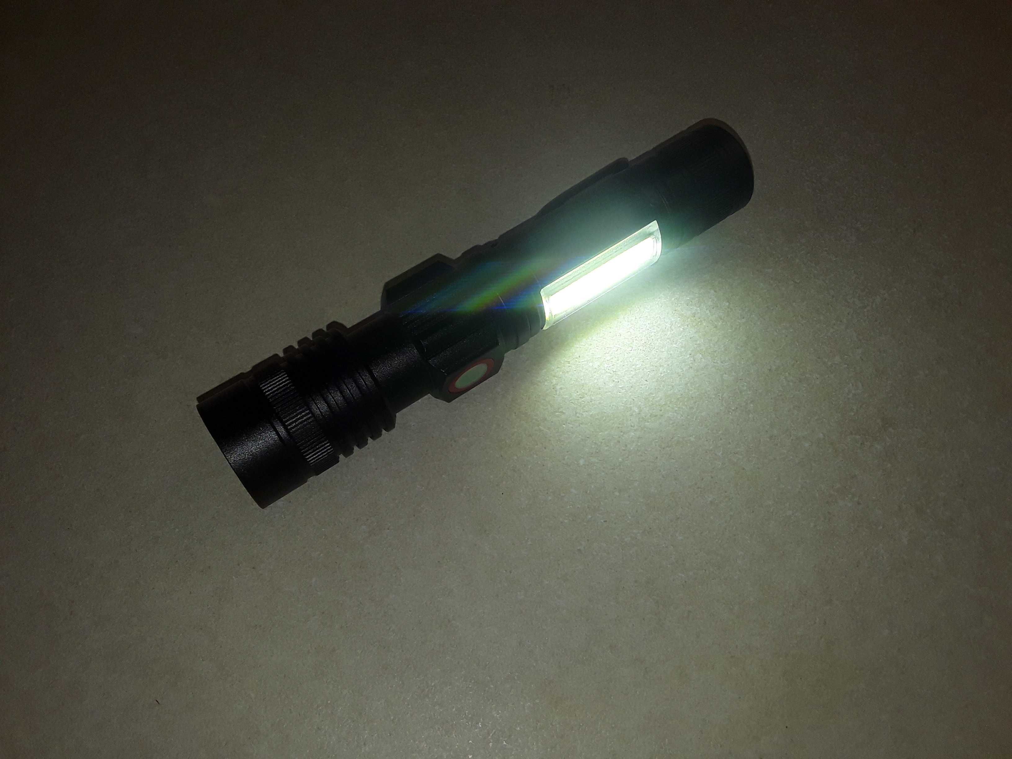 LED фенер WALALLA, Алуминий, USB зареждане, Магнитен, Черен