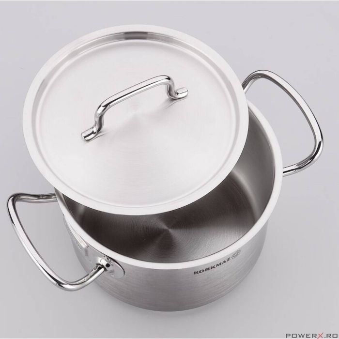 Oala din inox cu capac, capacitate 3.6 litri 20x12 cm, Korkmaz