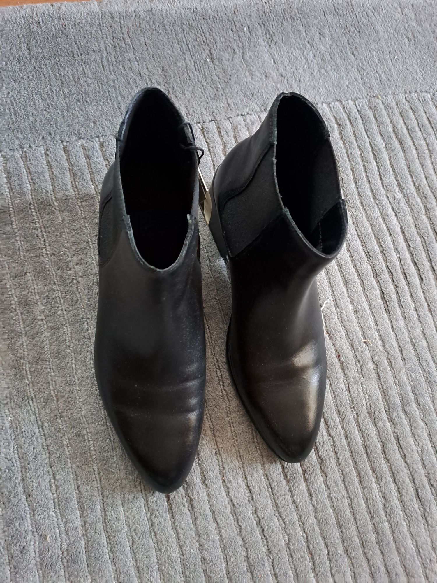 Ghete Zara Premium de piele cu toc 5 cm ,model Saint Laurent