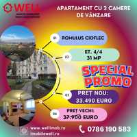 De vânzare apartament cu 2 camere  pe strada Romulus Cioflec!