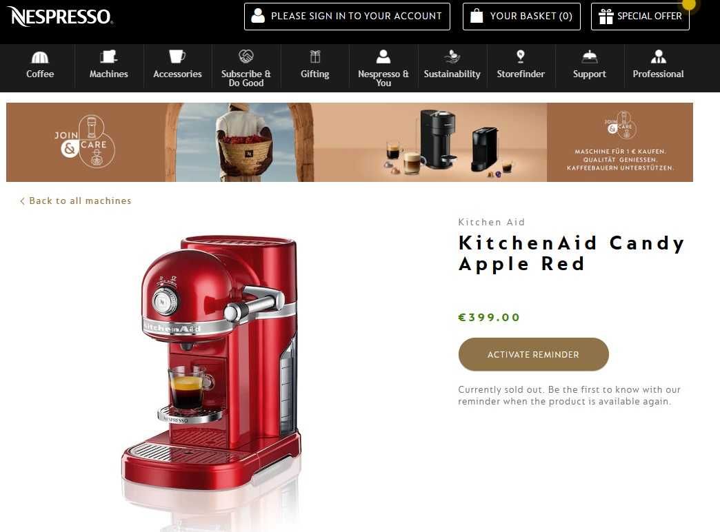 2x KitchenAid Nespresso 5KES0504AAC Almond Cream si Candy Apple R