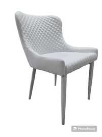 Трапезно кресло -Флори- бяла дамаска,метални крака облечени с дамаска