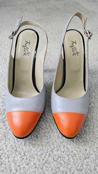 Pantofi eleganti gri portocaliu