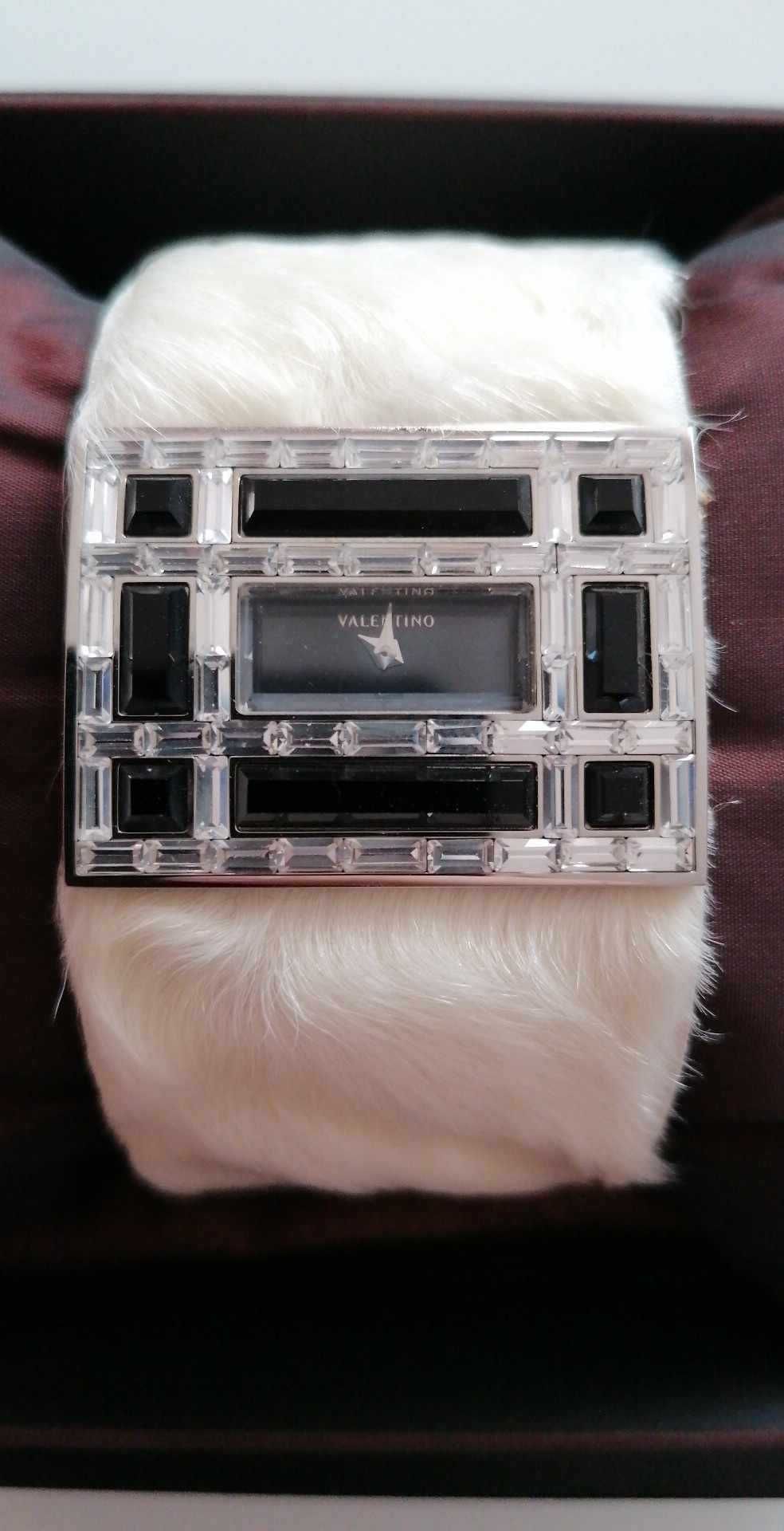 Дамски часовник Valentino Black Steel Swarovski Crystal Leather Watch