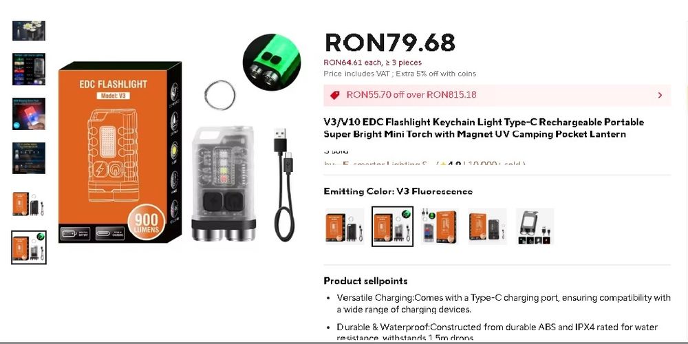 Lanterna EDC . Lanterna breloc .