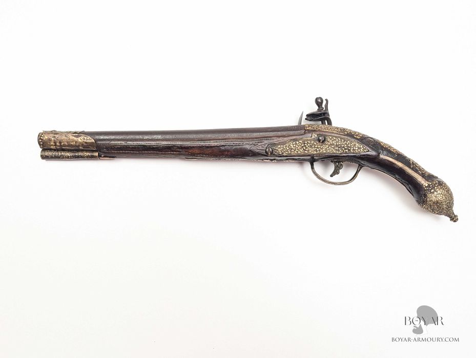 Кремъчен сребърен турски пищов