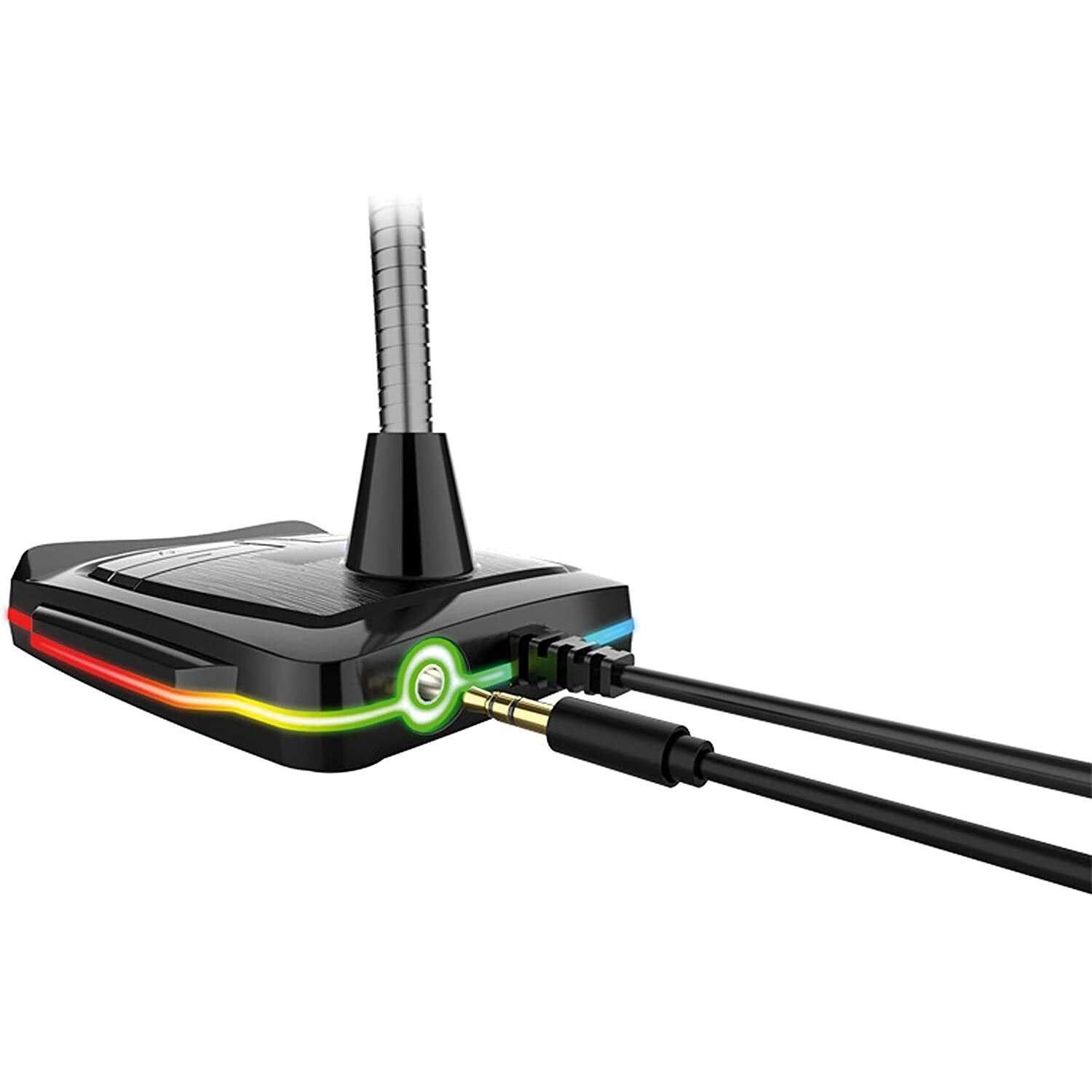 Microfon Gaming Varr VGMD1, Iluminare RGB, USB, Negru, PC, laptop