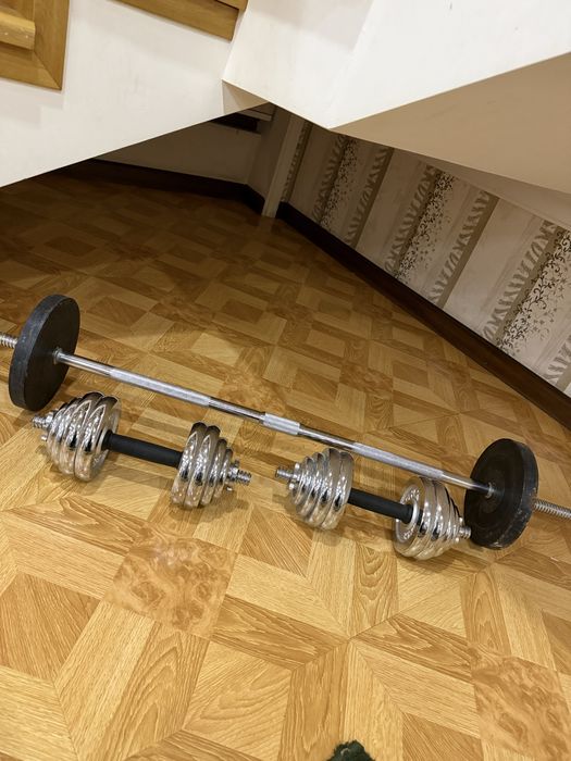 30кг Штанга  50кг гантели