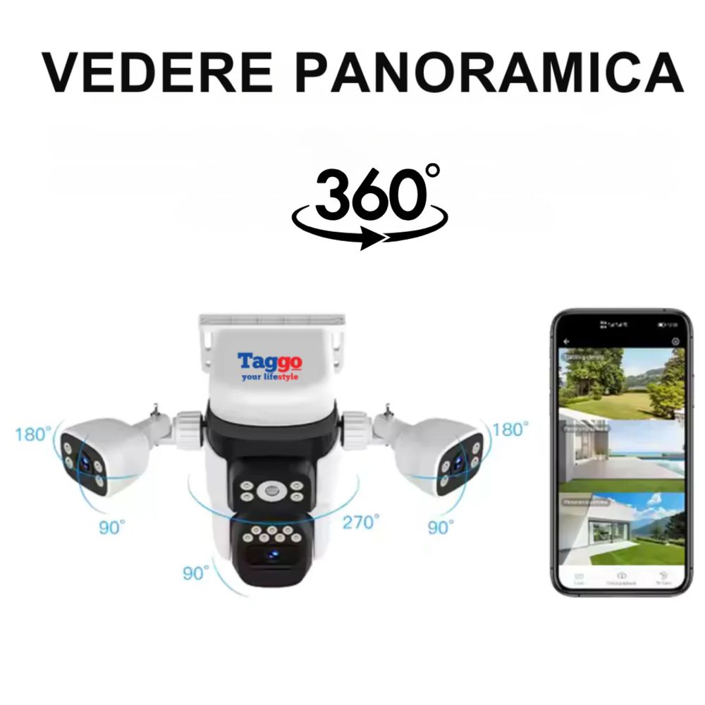 Camera Supraveghere cu 4 Camere cu Panou Solar, 4G, 12 MP Zoom 10X