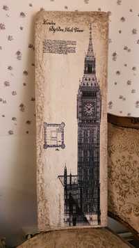 Голямо старинно пано от смола– London Big Ben, 85см