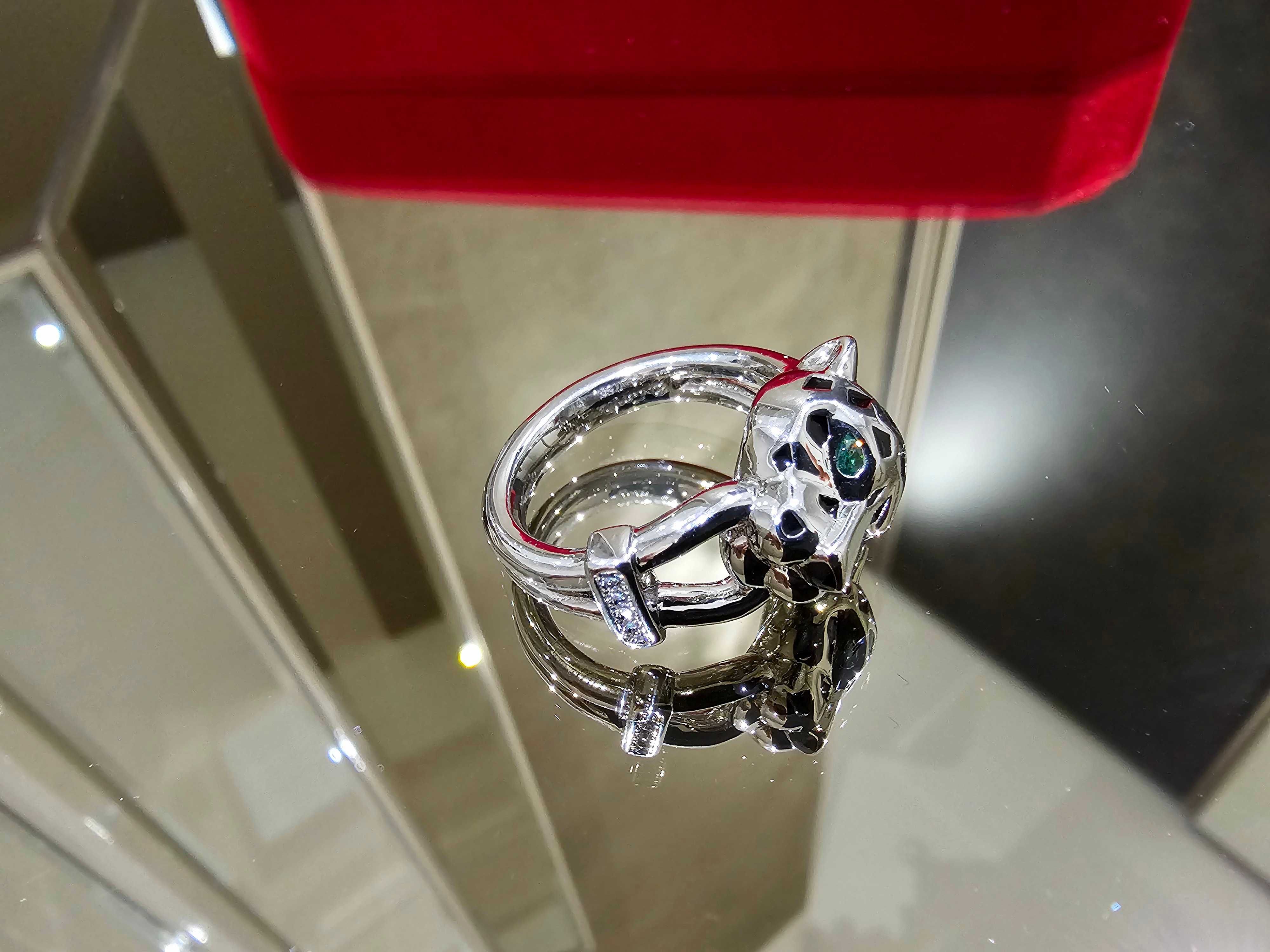 CARTIER Panthere de Cartier White Gold Black 5 Diamonds Пръстен