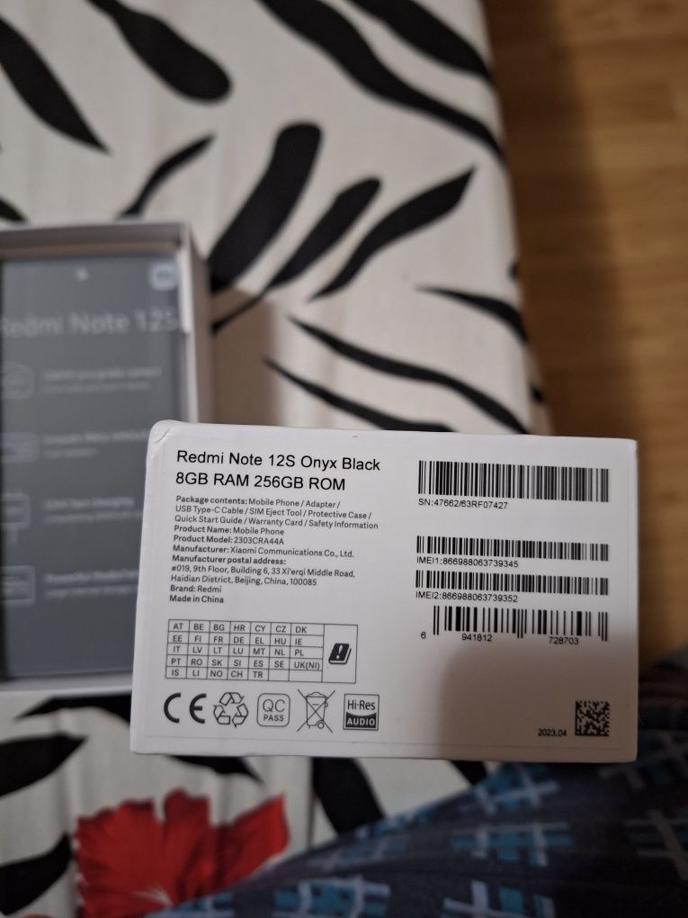 Xiaomi redmi note12S 8/256 GB nou