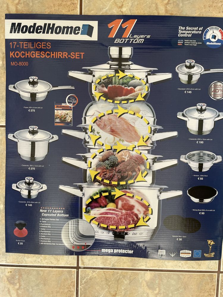 300 lei Set  8 Vase de gătit nemțești cu fundul gros Și capac inox